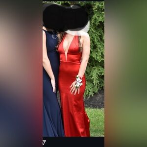 Sherri Hill Elegant Red Satin Evening Gown/ Prom dress